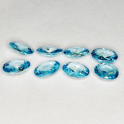 7,34ct Zircon Bleu coupe ovale 6x5mm 8pcs