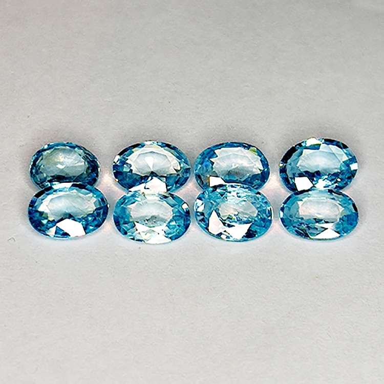 7.34ct Blue Zircon oval cut 6x5mm 8pcs