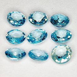 5.67ct Blue Zircon round cut 4.9x4.9mm 9pcs