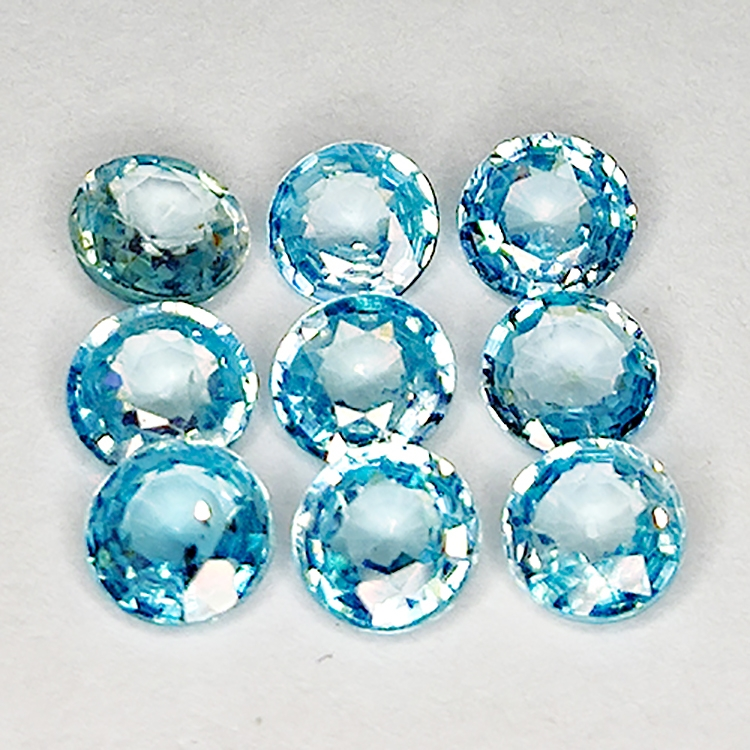 5.67ct Blue Zircon round cut 4.9x4.9mm 9pcs