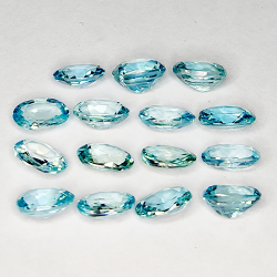 10.52ct Zircone Blu taglio ovale 6.1x4.1mm 15pz