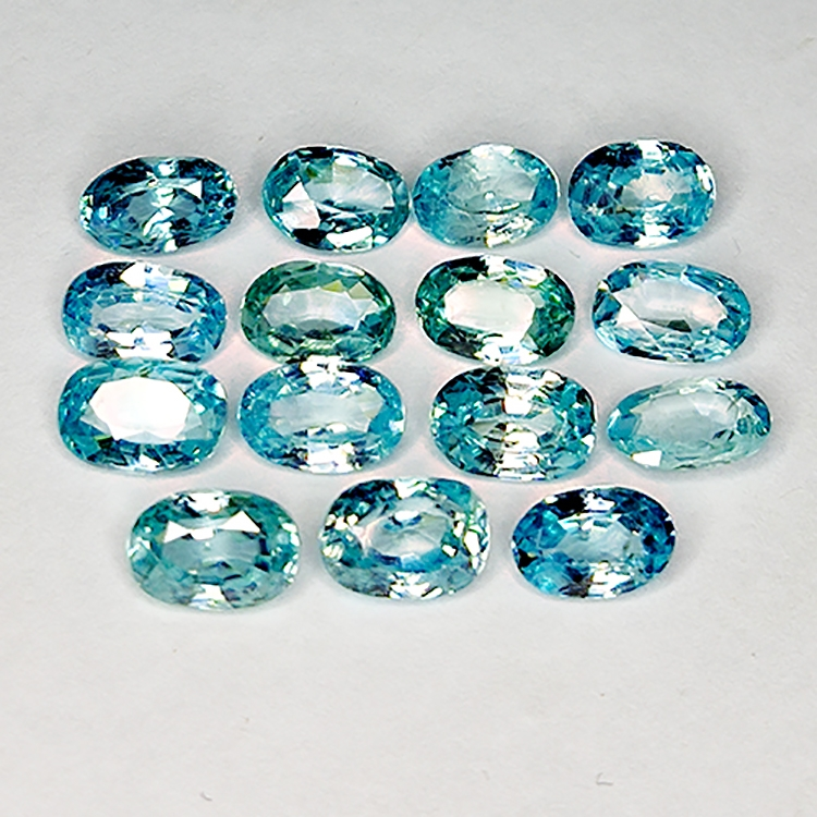 10.52ct Zircone Blu taglio ovale 6.1x4.1mm 15pz