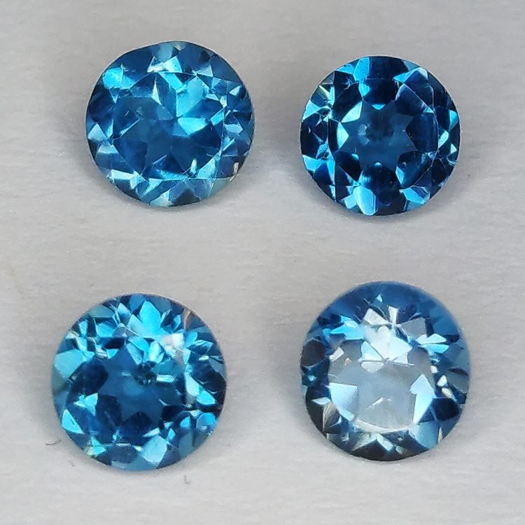 Topaze bleue de Londres taille ronde 5mm 1ct