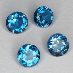 Topaze bleue de Londres taille ronde 5mm 1ct