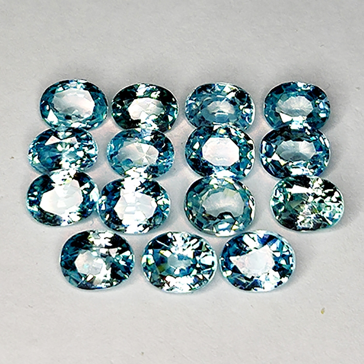 8.48ct  Blue Zircon oval cut  5.1x4.0mm 15pcs