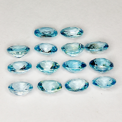 7.38ct Blue Zircon oval cut 5.1x4.1mm 14pz