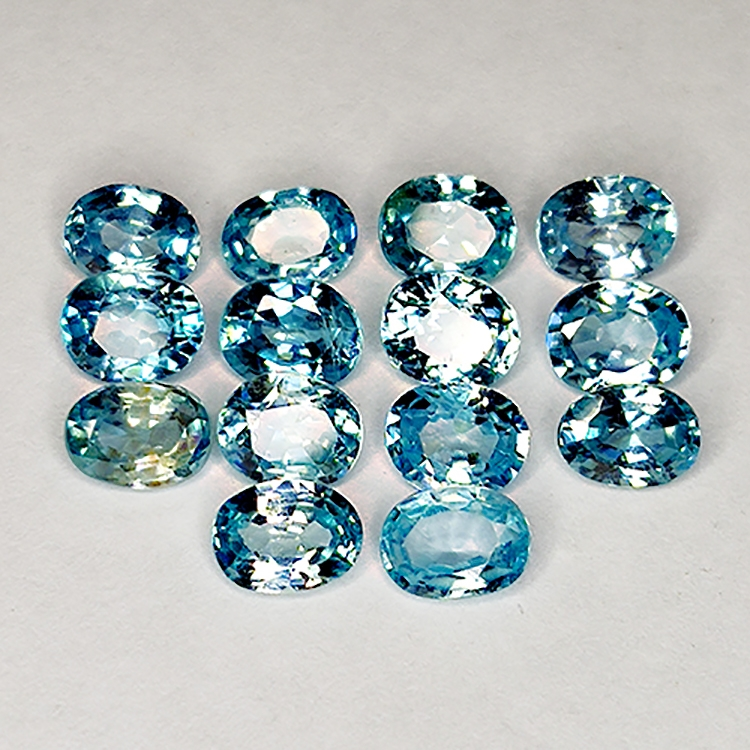 7.38ct Blue Zircon oval cut 5.1x4.1mm 14pz