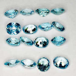 9.56ct Blue Zircon oval cut 5.1x4.1mm 16pcs