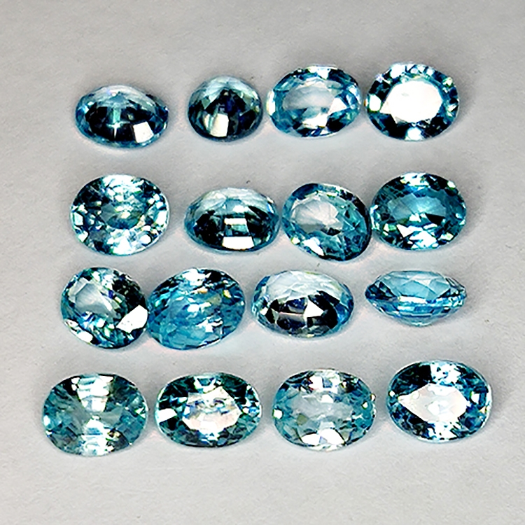 9.56ct Blue Zircon oval cut 5.1x4.1mm 16pcs