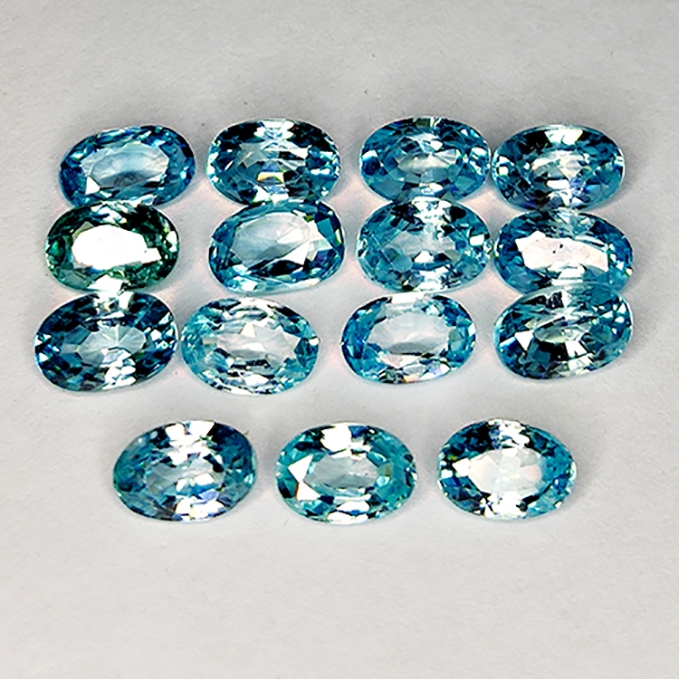 11.12ct Zircon Bleu coupe ovale 6.1x4.0mm 15pcs