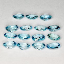 11.12ct Zircon Bleu coupe ovale 6.1x4.0mm 15pcs