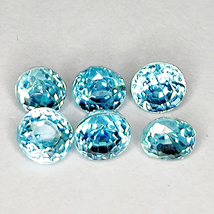 3.86ct Zircone Blu taglio ovale 4.4x3.9mm 6pz