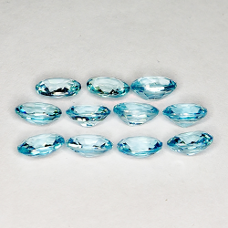 10.02ct Zircon Bleu coupe ovale 6.2x4.0mm 14pcs