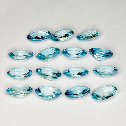 10.19ct Blue Zircon oval cut 5.9x4.2mm 15pcs