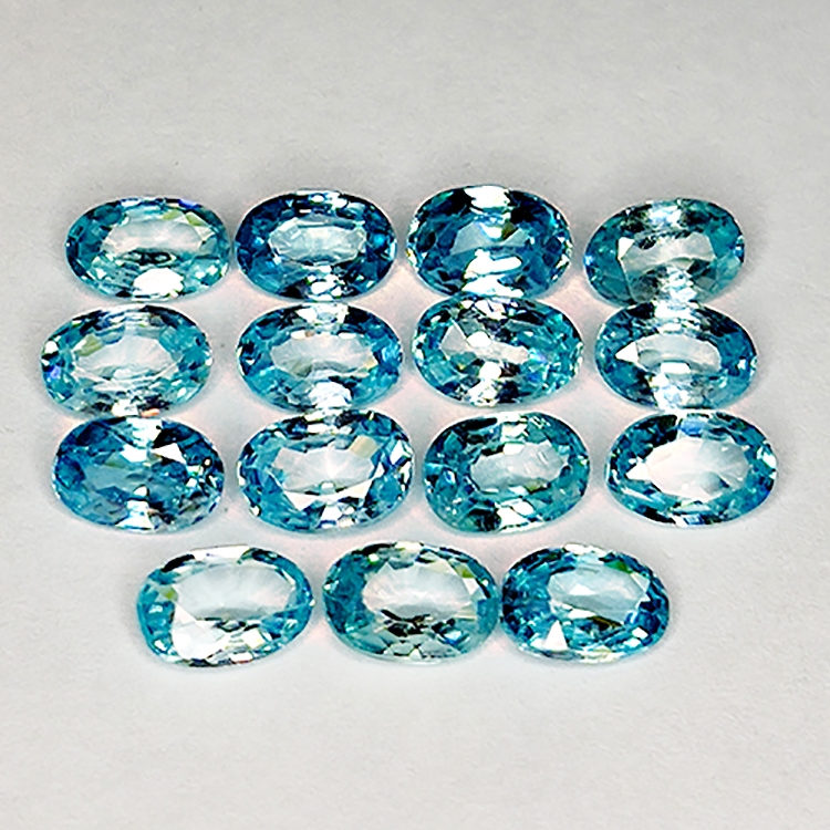 10.19ct Zircone Blu taglio ovale 5.9x4.2mm 15pz