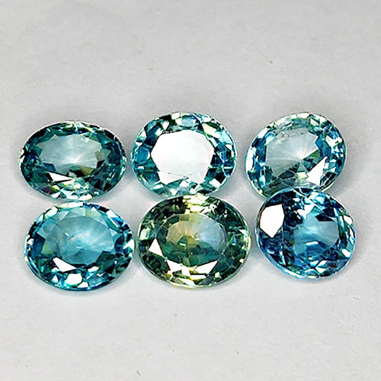 7.99ct Zircon Bleu coupe ovale 6.9x5.6mm 6pcs