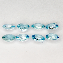 3.62ct Blue Zircon oval cut 5.0x3.6mm 8pcs