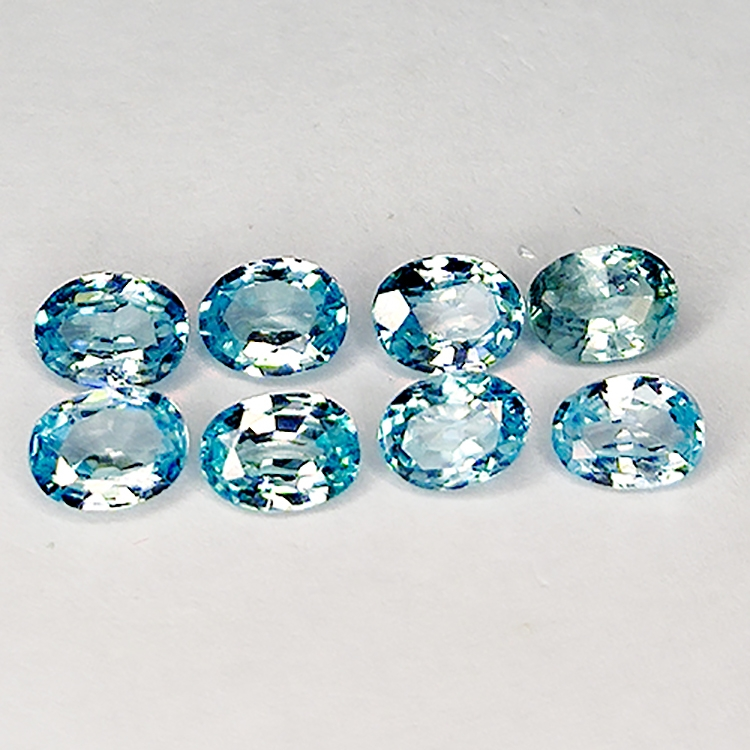 3.62ct Zircon Bleu coupe ovale 5.0x3.6mm 8pcs