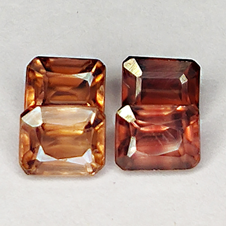 3,60ct Orange Zirkon smaragdschliff 5.2x4.0mm 4pz