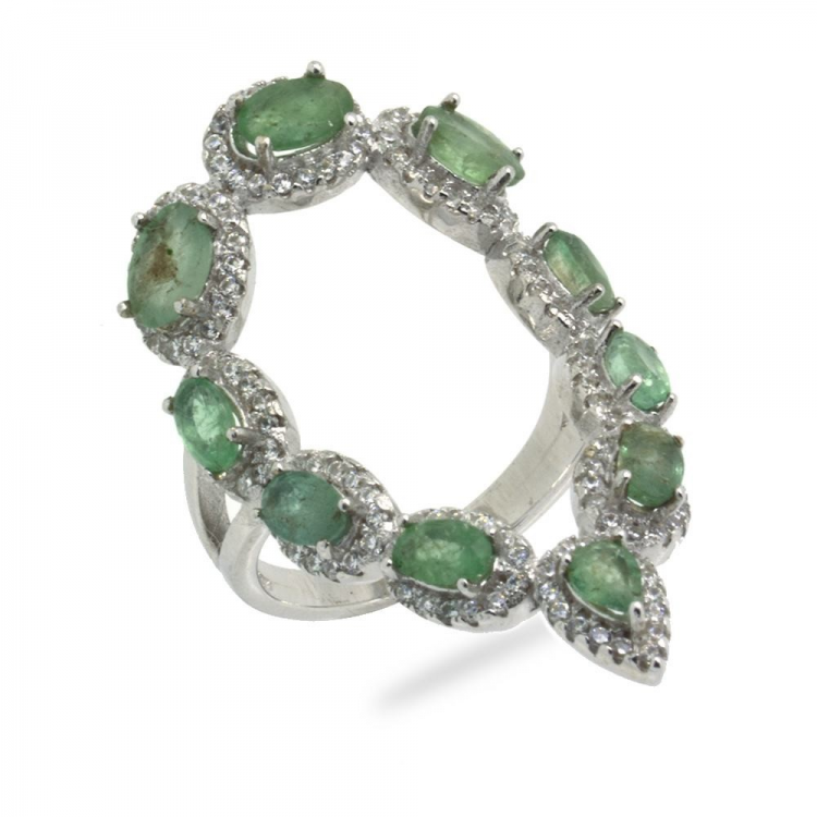 Emerald & 925 Sterling Silver Ring