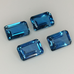 Topacio Londres azul talla esmeralda 6x4mm 4pz