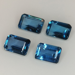 Emerald cut blue London topaz 6x4mm 4pz