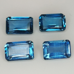 Emerald cut blue London topaz 6x4mm 4pz