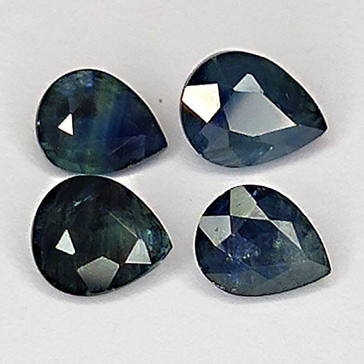 2.35ct Zaffiro Blu taglio pera 6.0x4.6mm 4pz