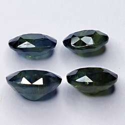 5.11ct Saphir Bicolore Bleu Vert ovale coupe 7.9x5.3mm  4pcs