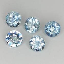 Aquamarine round cut 3.3-4.5mm 1ct