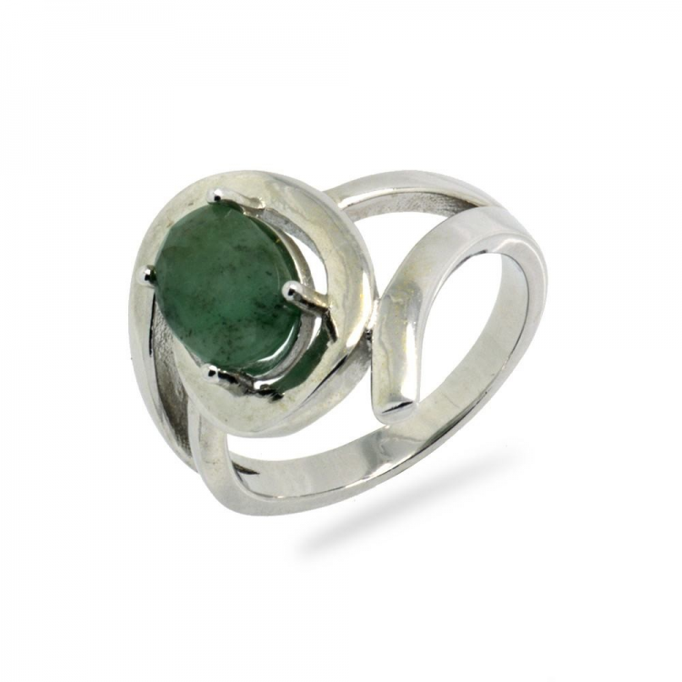 Emerald & 925 Sterling Silver Ring