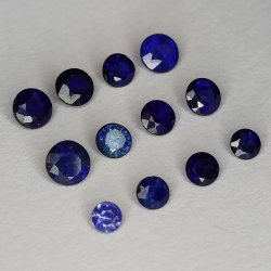 Round cut blue sapphire 2.6-3.4mm 1ct