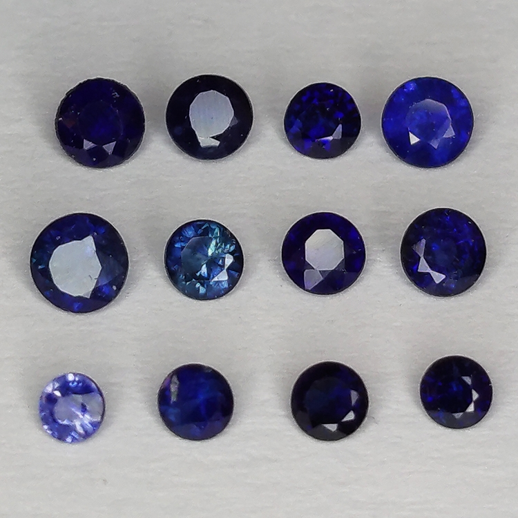 Round cut blue sapphire 2.6-3.4mm 1ct