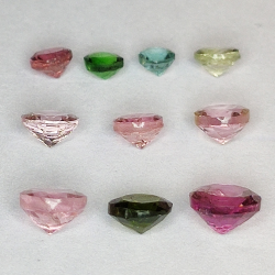 Multicolor tourmaline round cut 2.5-4.5mm 1ct