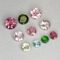 Multicolor tourmaline round cut 2.5-4.5mm 1ct