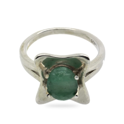 Emerald & 925 Sterling Silver Ring