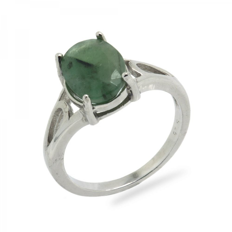 Emerald & 925 Sterling Silver Ring