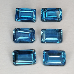 Topacio Londres azul talla esmeralda 6x4mm 4pz