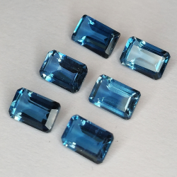 Topacio Londres azul talla esmeralda 6x4mm 4pz