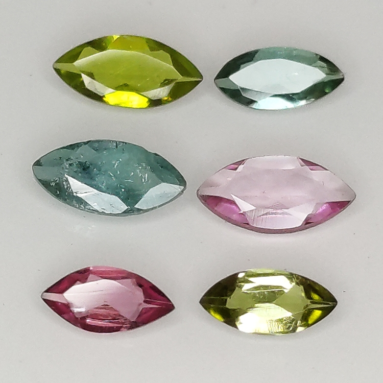 0.96ct Tourmaline multicolore taille marquis 5-6mm 6pcs