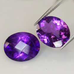 Amethyst oval geschliffen mit Schachbrett 12.00x10.00mm 1St.