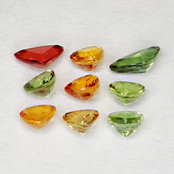 1.91ct Zafiro de Songea multicolor talla trillion 3-6mm 9pz