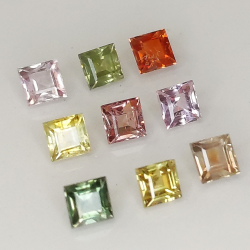 Zaffiro di Ceylon multicolore con taglio Princess, 2,9-3,0 mm, 1 ct