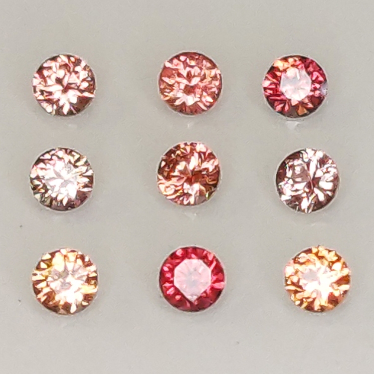 Zafiro padparadscha talla brillante 1.7mm 1ct