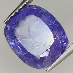 3.89ct Tanzanite cushion cut 9.5x8.0mm