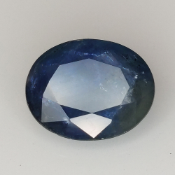 3.71ct Saphir Bleu effet soie coupe ovale 10.7x8.6mm