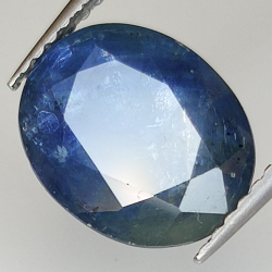 3.71ct Zaffiro Blu effetto seta taglio ovale 10.7x8.6mm