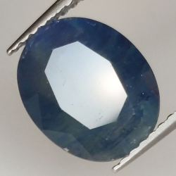 3.96ct Zaffiro Blu effetto seta taglio ovale 10.8x8.9mm