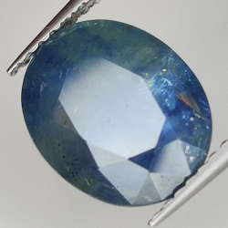 4.64ct Blauer Saphir seideneffekt ovalschliff 10.9x8.7mm