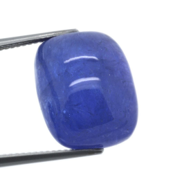 Taglio cabochon a forma di occhio di gatto di tanzanite da 23,92 ct, 17,13 x 13,53 mm